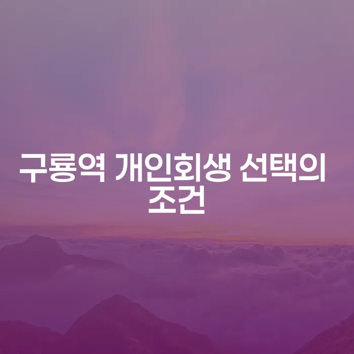 구룡역 개인회생 선택의 조건
